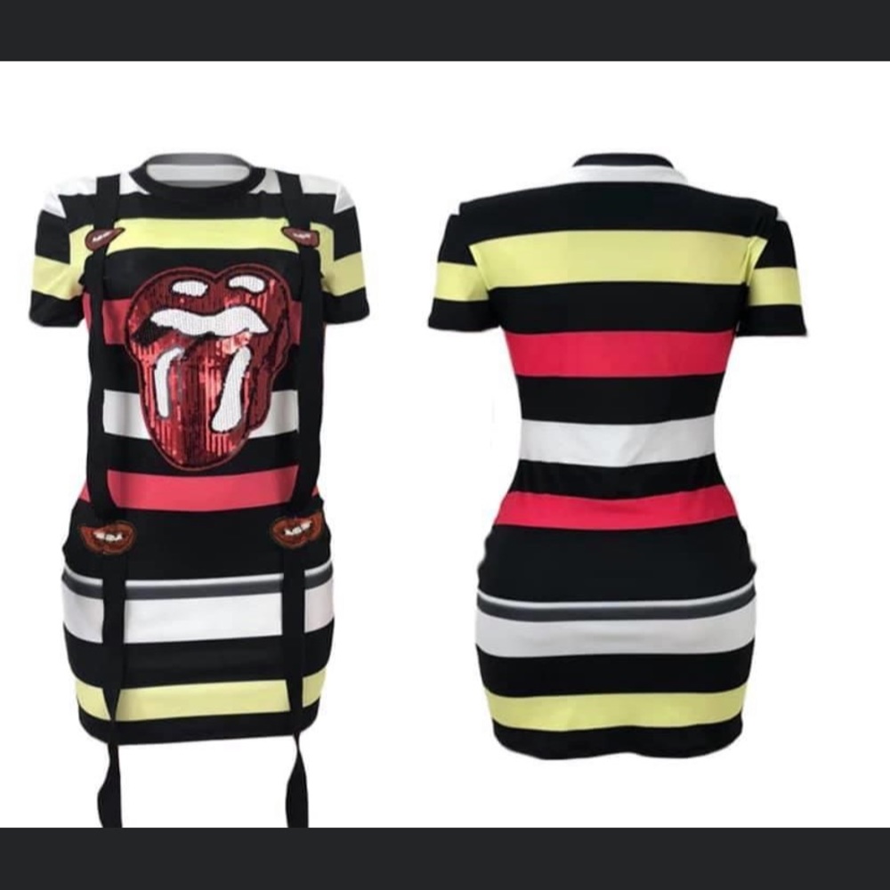 Strip stretchy dress